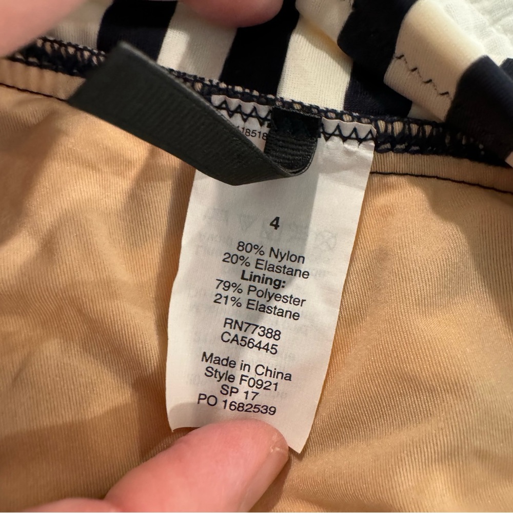 NWOT J. Crew one shoulder one piece swimsuit in navy Ivory stripes - Picture 6 of 6